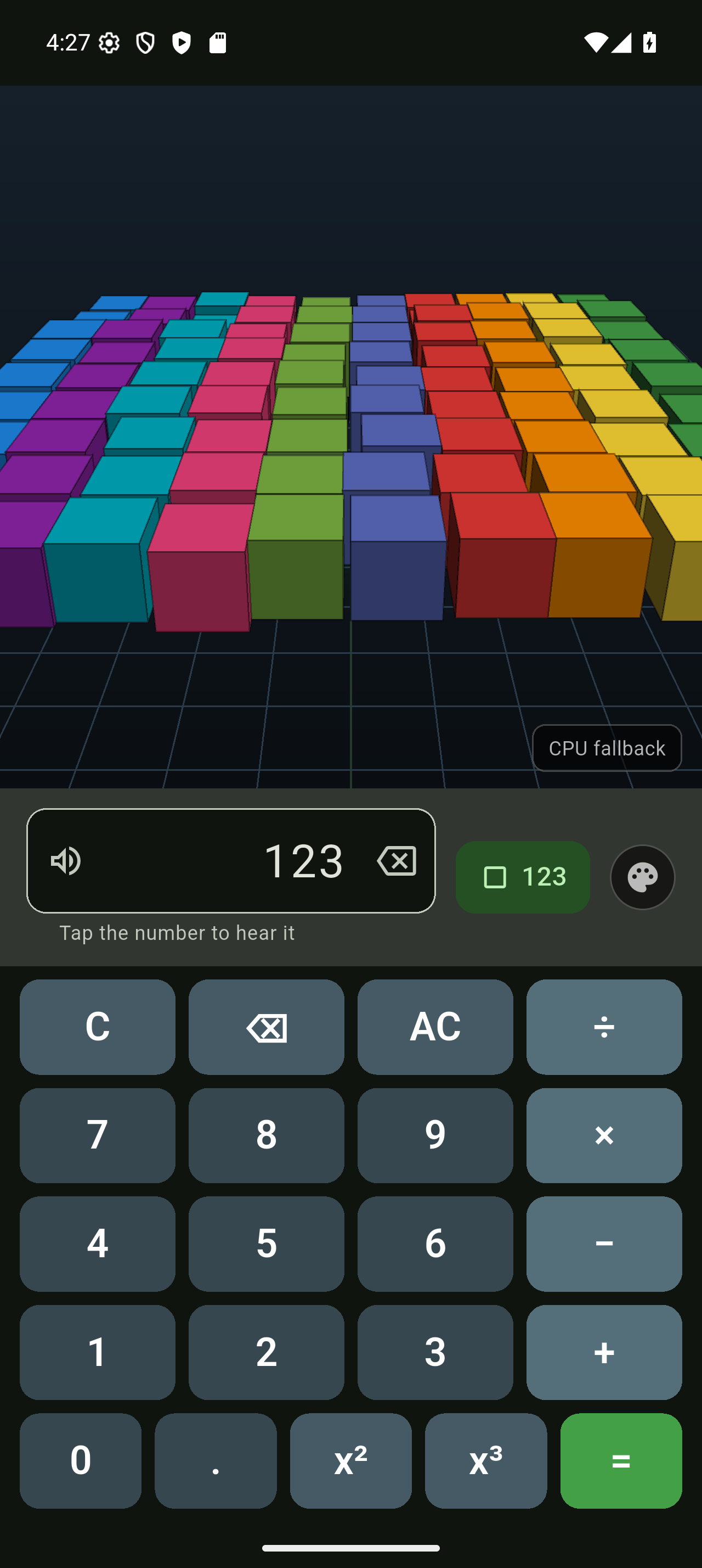Blockulator — Number typed with tap to speak